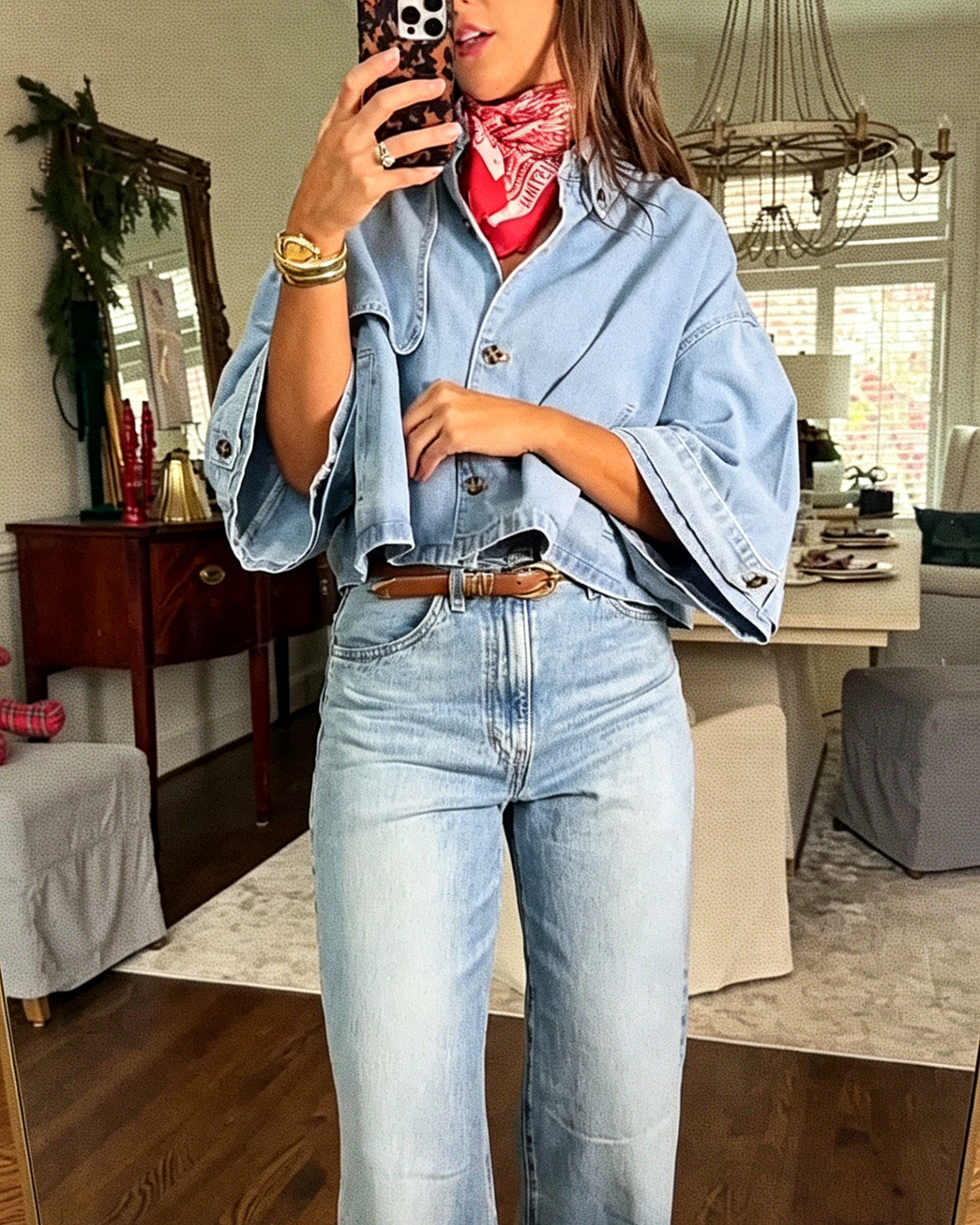 Cropped Wide Lapel Light Wash Denim Jacket