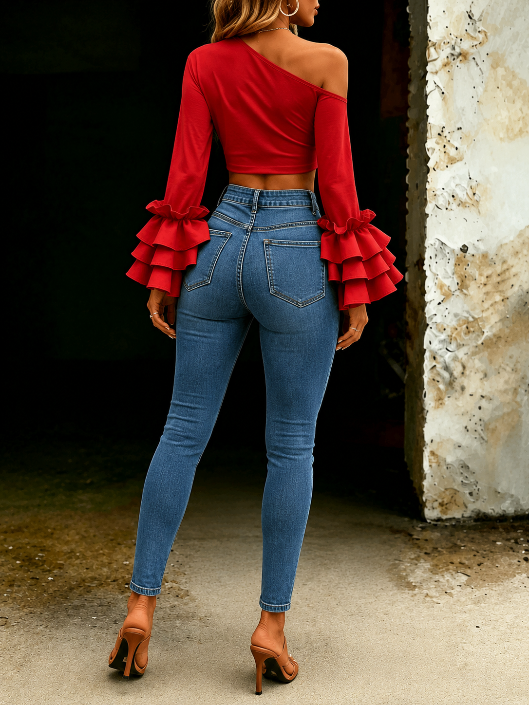 Floral Print Skinny Denim Jeans