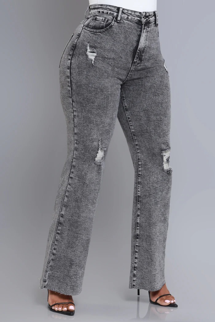 Rwd Raw 400 High Rise Jeans Grey Distressed Wide Leg