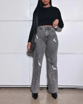 Rwd Raw 400 High Rise Jeans Grey Distressed Wide Leg