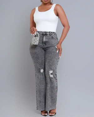 Rwd Raw 400 High Rise Jeans Grey Distressed Wide Leg