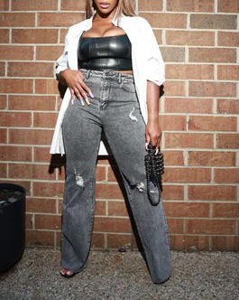 Rwd Raw 400 High Rise Jeans Grey Distressed Wide Leg