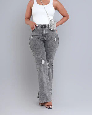 Rwd Raw 400 High Rise Jeans Grey Distressed Wide Leg