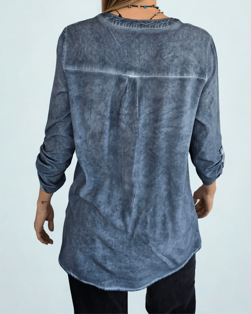 Ladies' Spring/Summer American Retro Glitter Pocket Denim Shirt