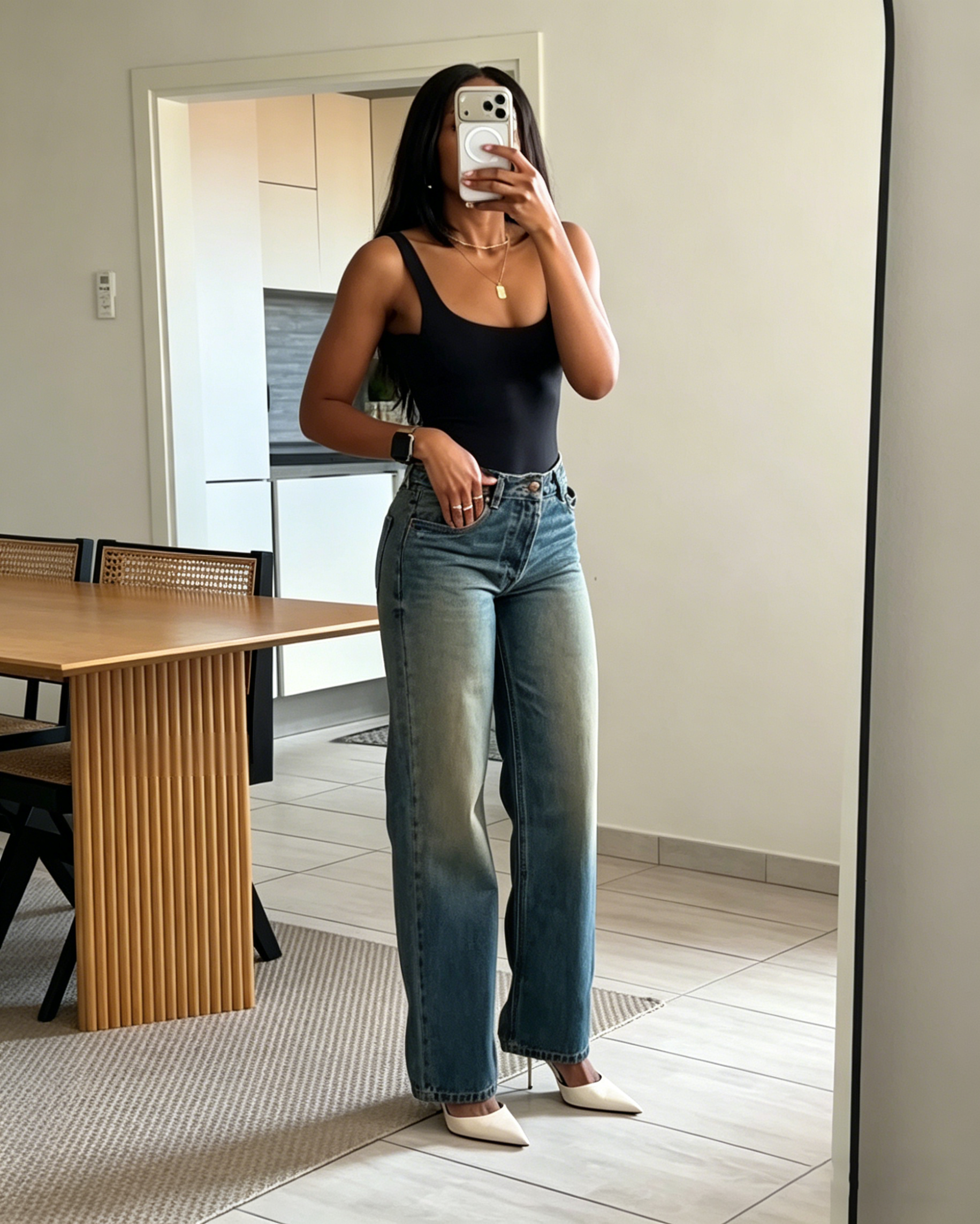 Vintage Light Wash High Waisted Straight Leg Denim Jeans
