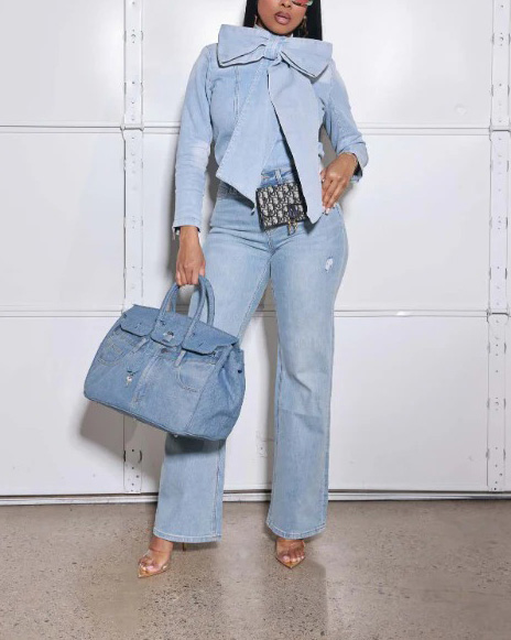 Light Wash Flare Jeans Brunch Date High Rise Denim