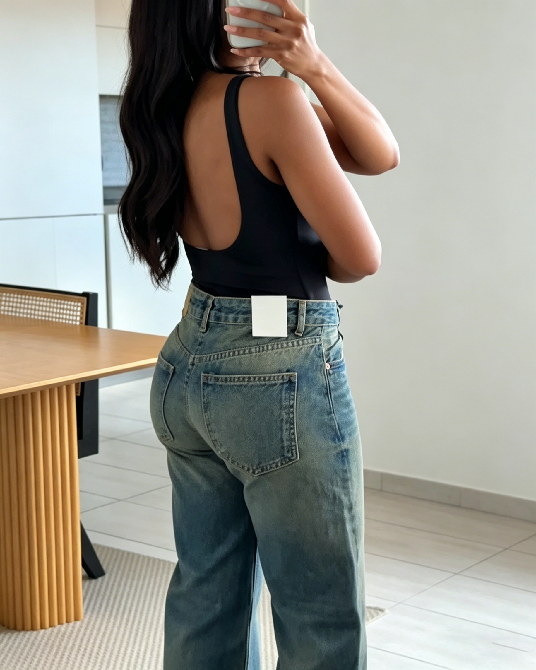 Vintage Light Wash High Waisted Straight Leg Denim Jeans