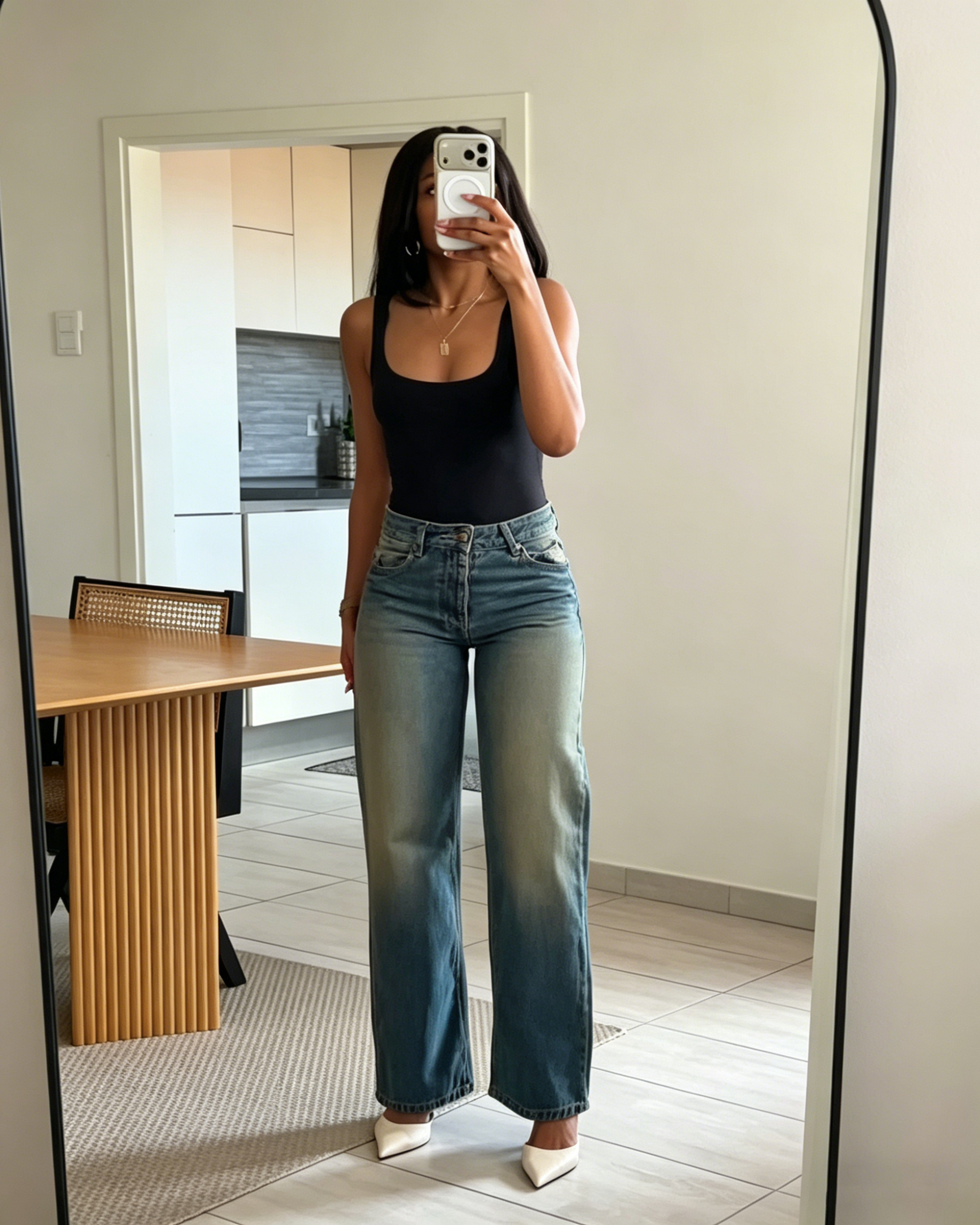 Vintage Light Wash High Waisted Straight Leg Denim Jeans