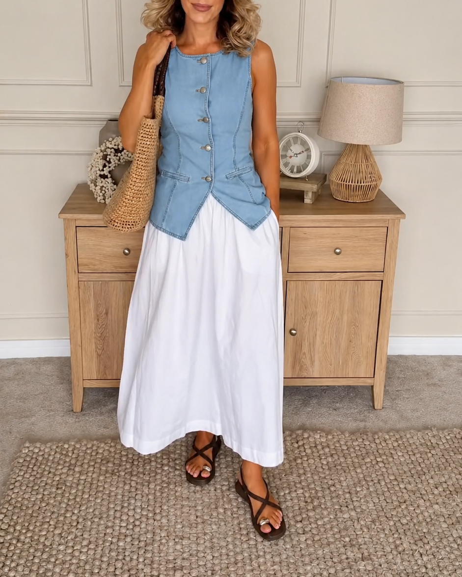 Ladies spring and summer retro vest back strap design
