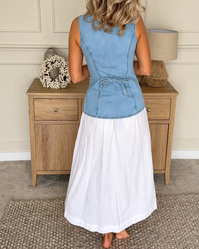 Ladies spring and summer retro vest back strap design