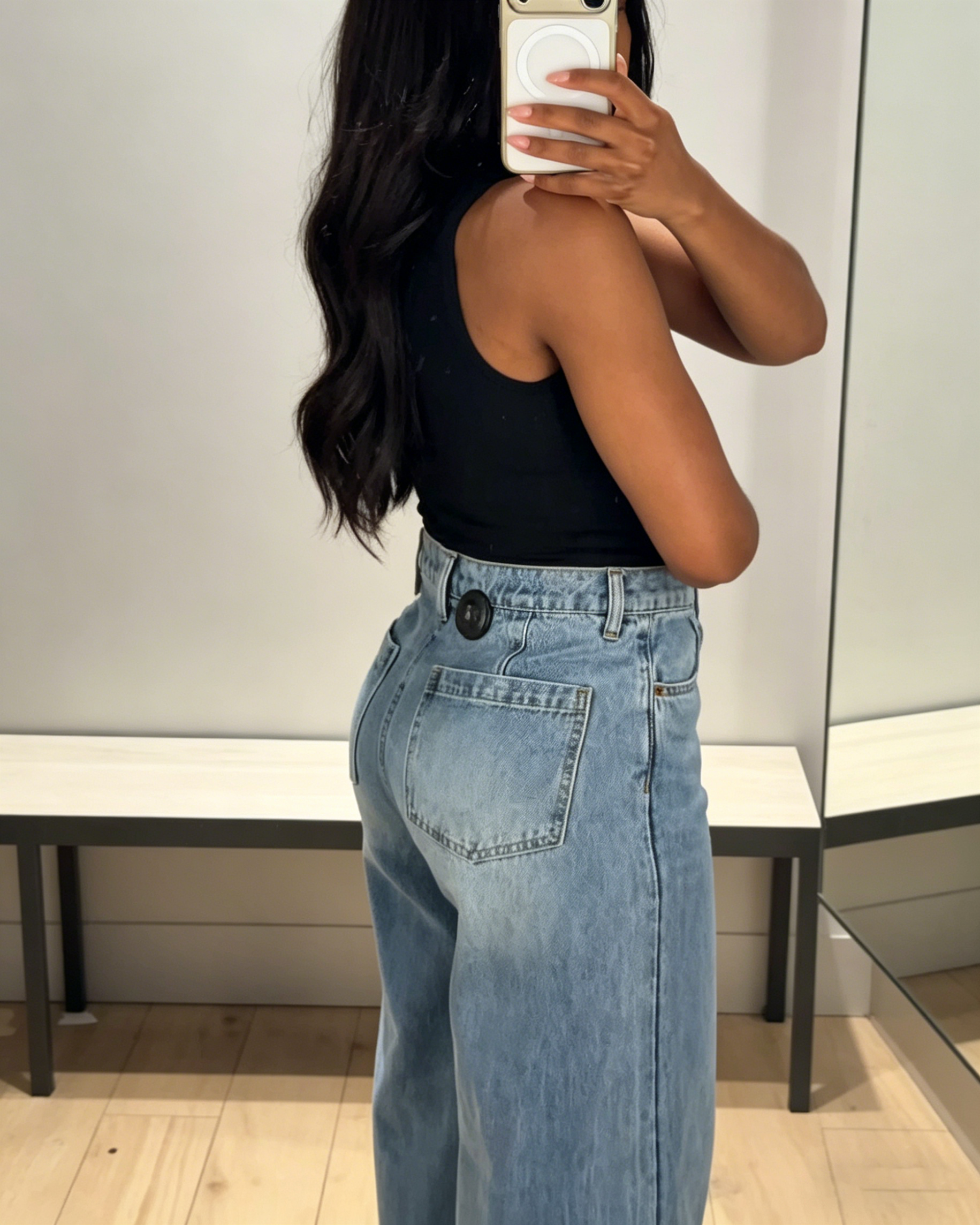 Light Blue High Waisted Baggy Wide Leg Denim Jeans