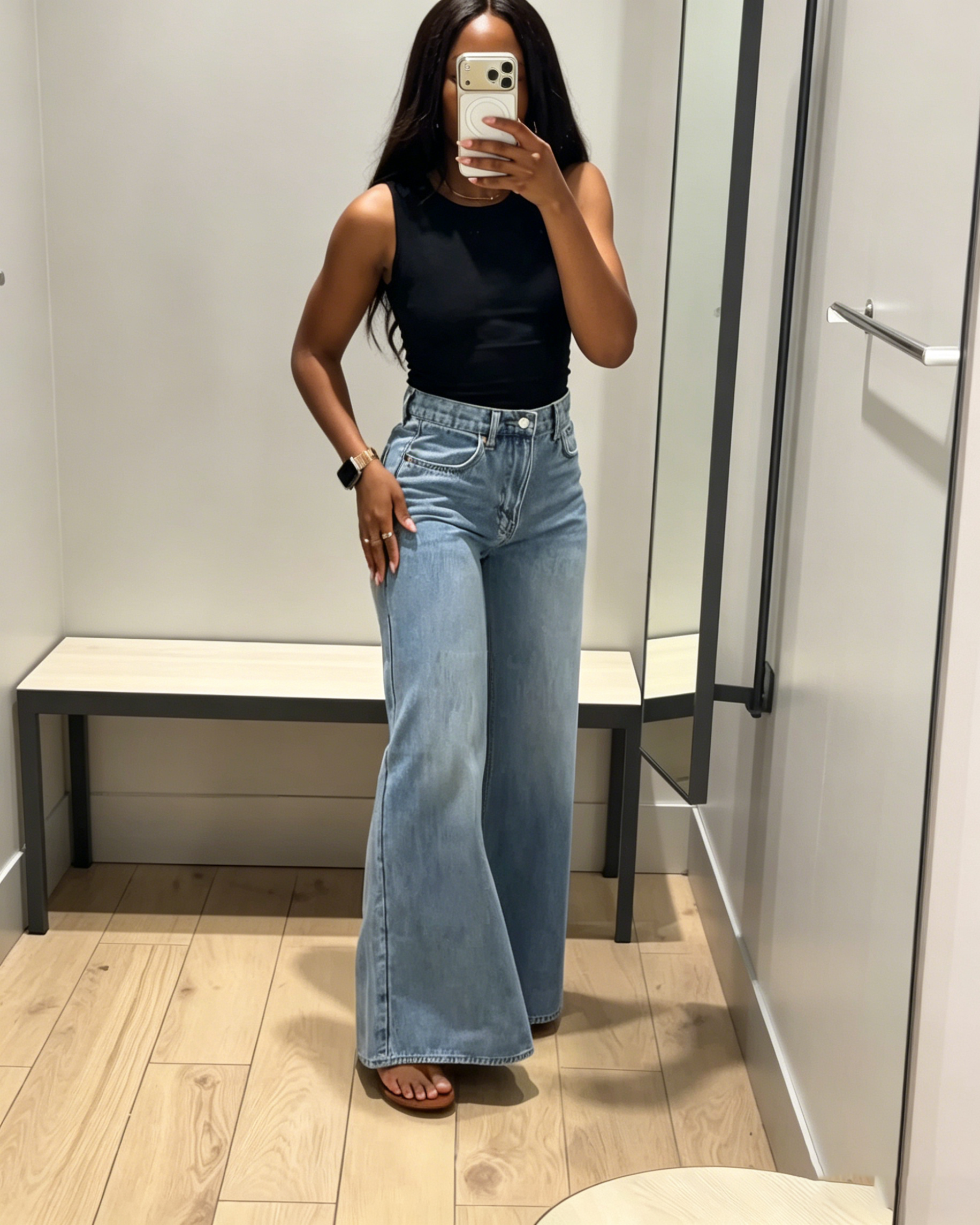 Light Blue High Waisted Baggy Wide Leg Denim Jeans