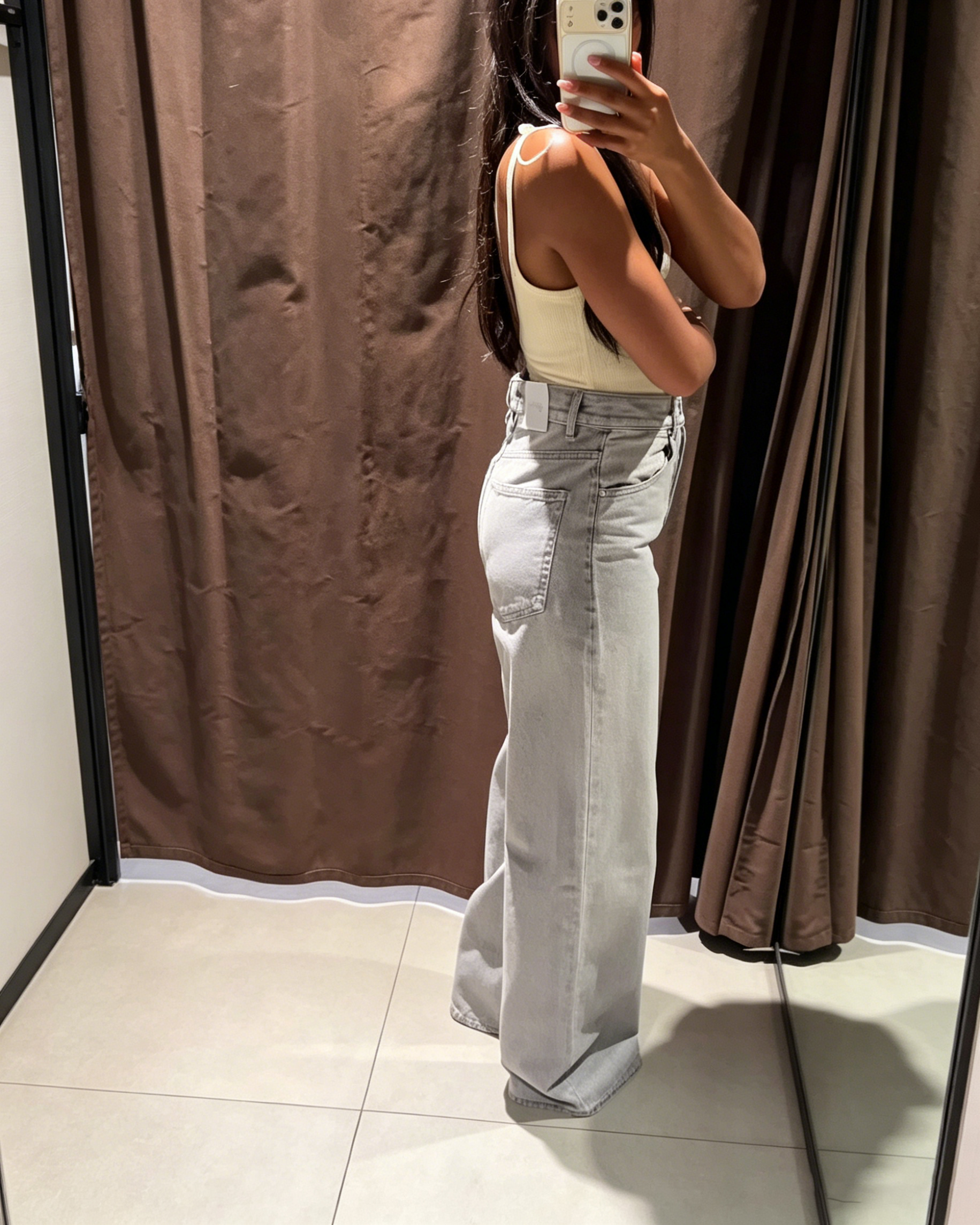 Light Gray Washed High Waisted Wide Leg Denim Jeans