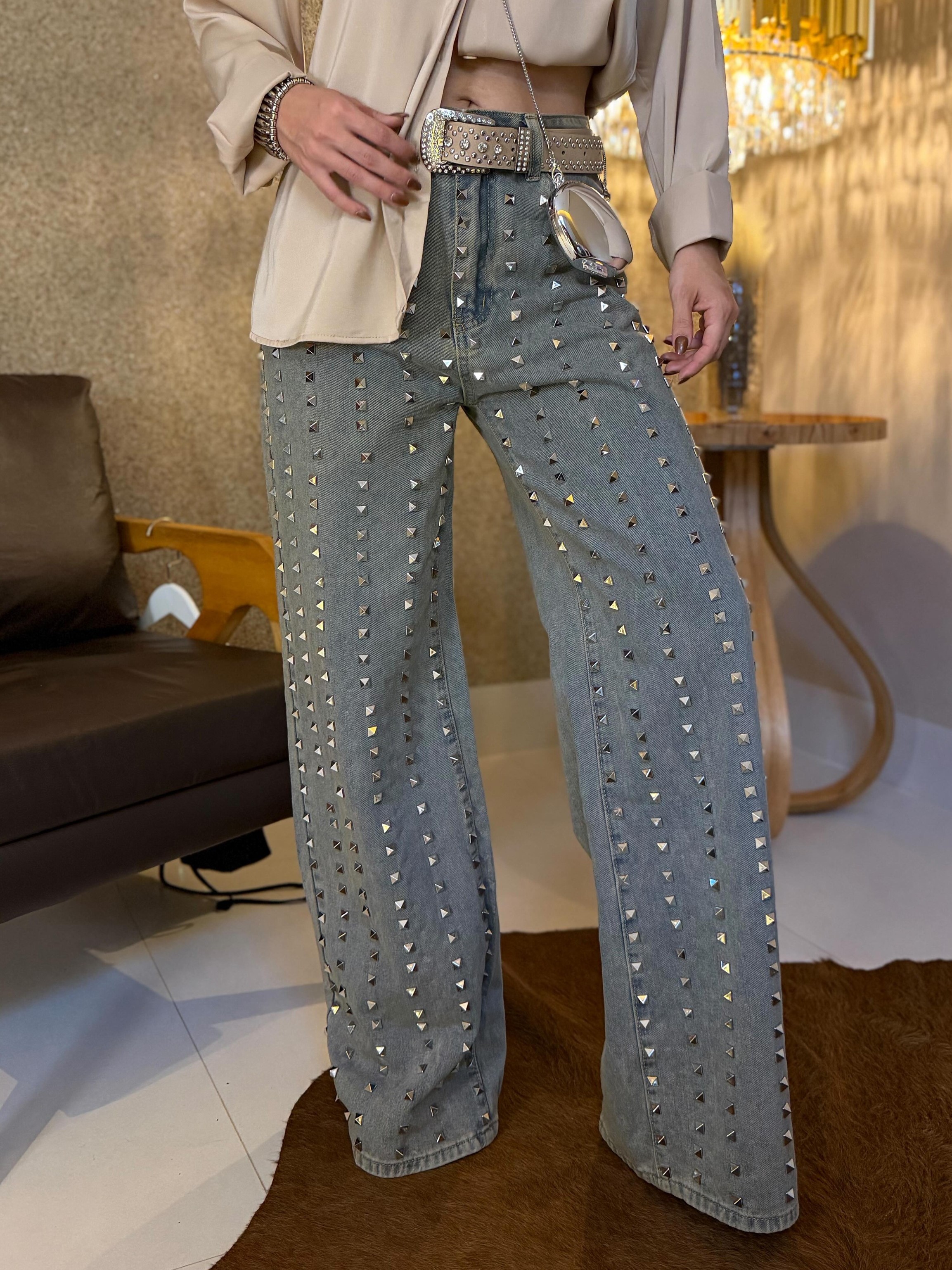 [Copy]Blue Floral Print Denim Button-Up Shirt Jacket