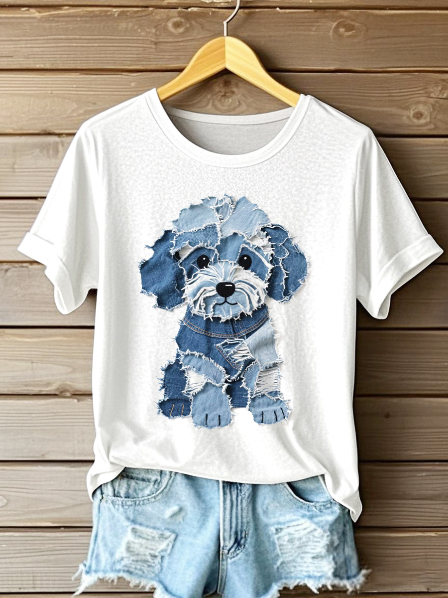 Creative Denim Animal Print T-Shirt