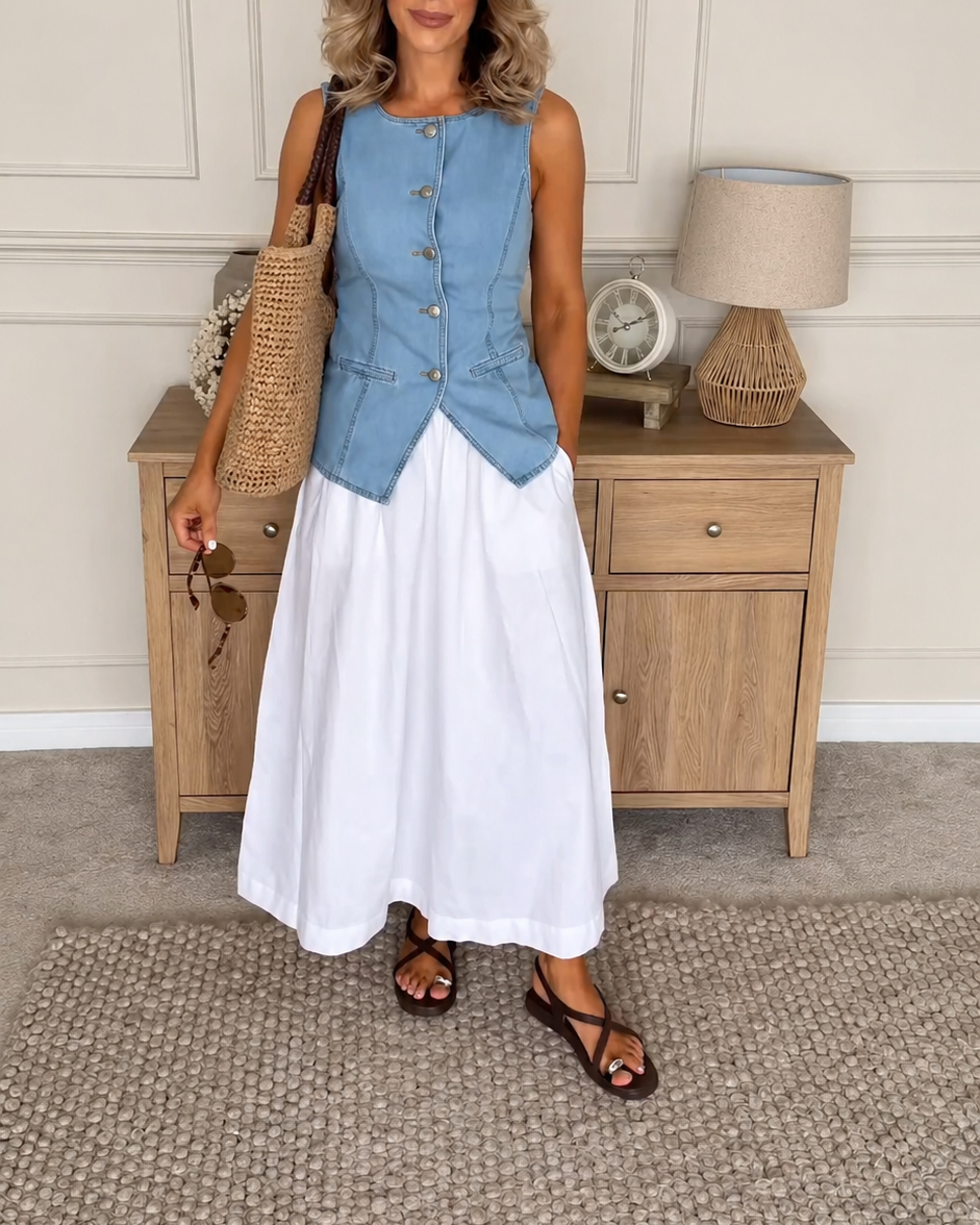 Ladies spring and summer retro vest back strap design