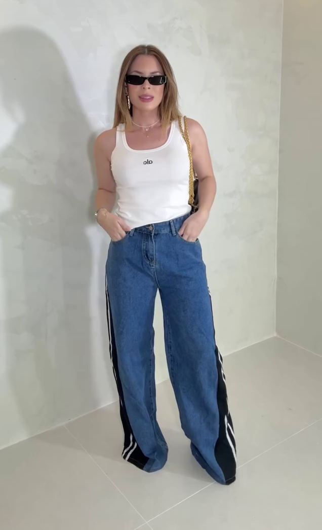 Striped Patchwork Loose Jeans