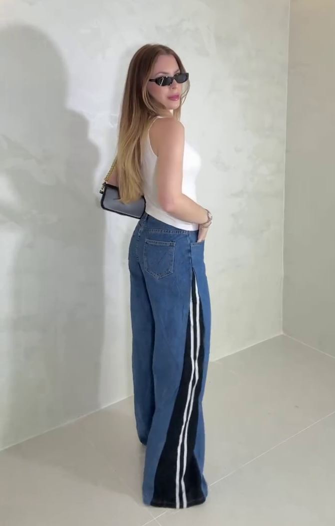 Striped Patchwork Loose Jeans