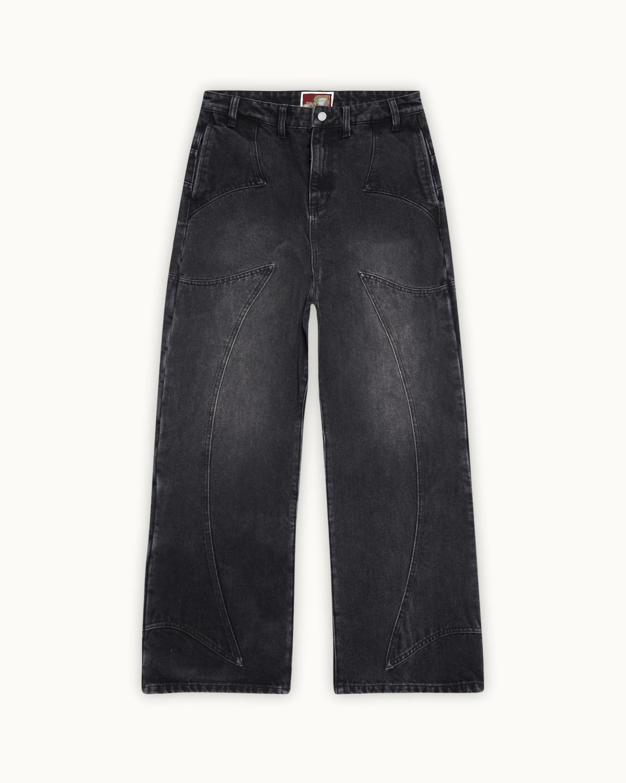 Zombie Graveyard Print Baggy Jeans - Horror Themed Black Wide Leg Denim Pants