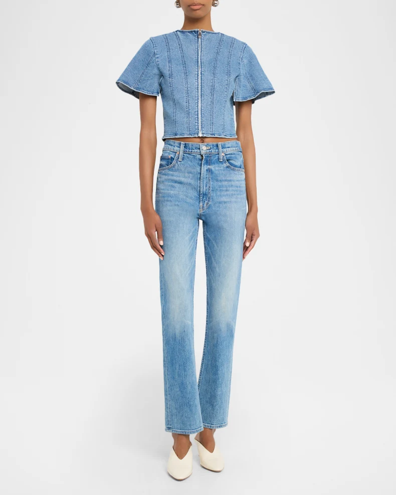 Short-Sleeve Denim Top