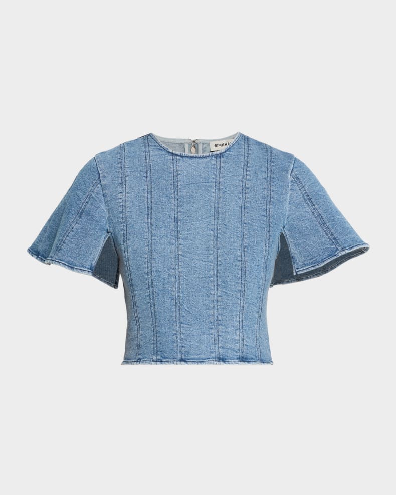 Short-Sleeve Denim Top