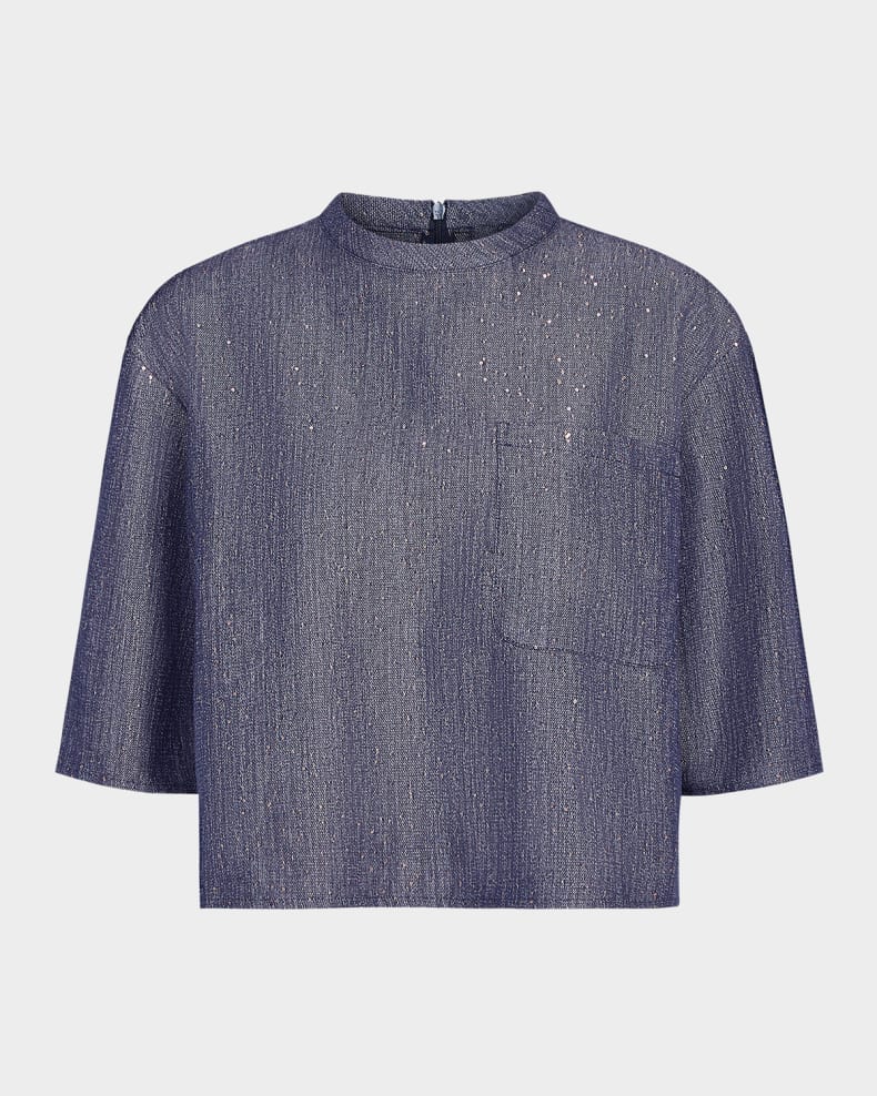 Ex T Sequined Denim Top
