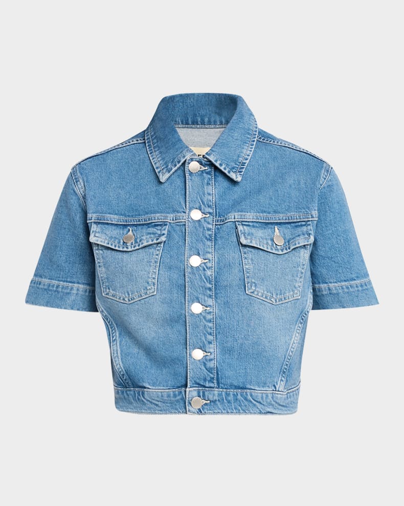 Cropped Short-Sleeve Denim Jacket