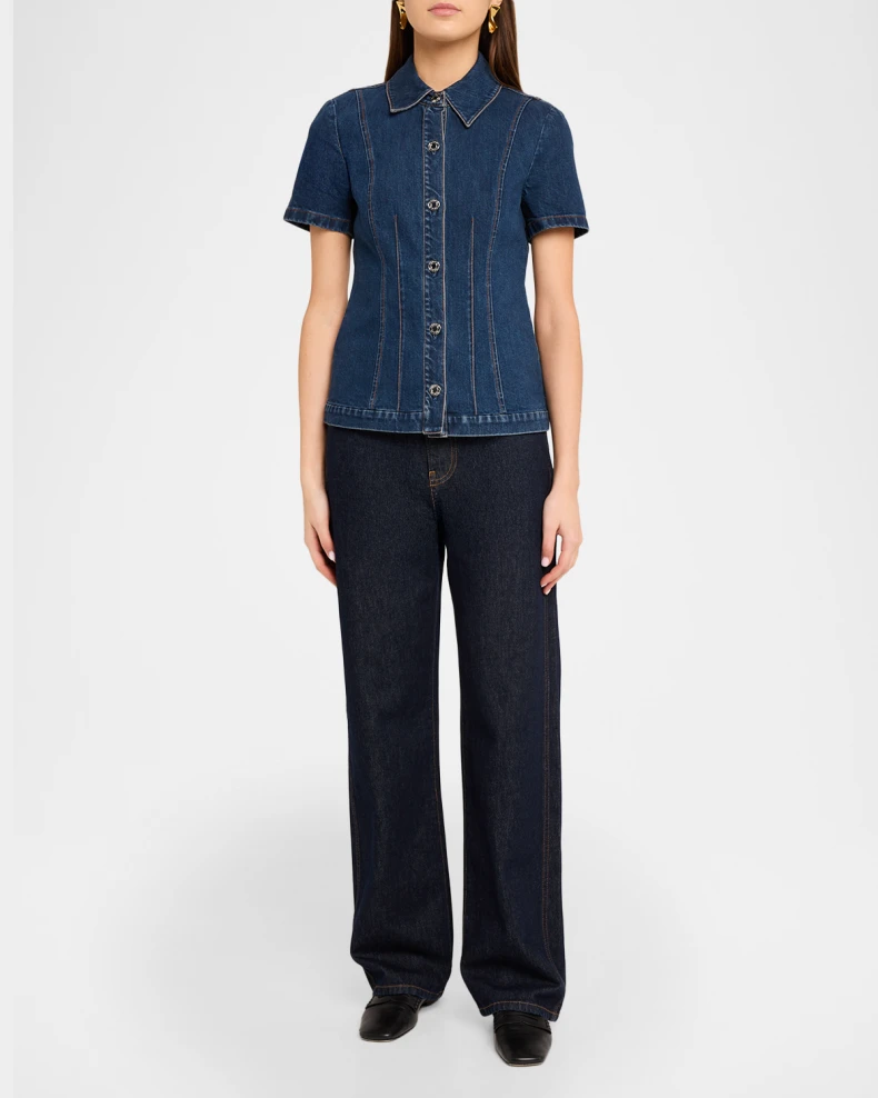 Denim Short-Sleeve Top