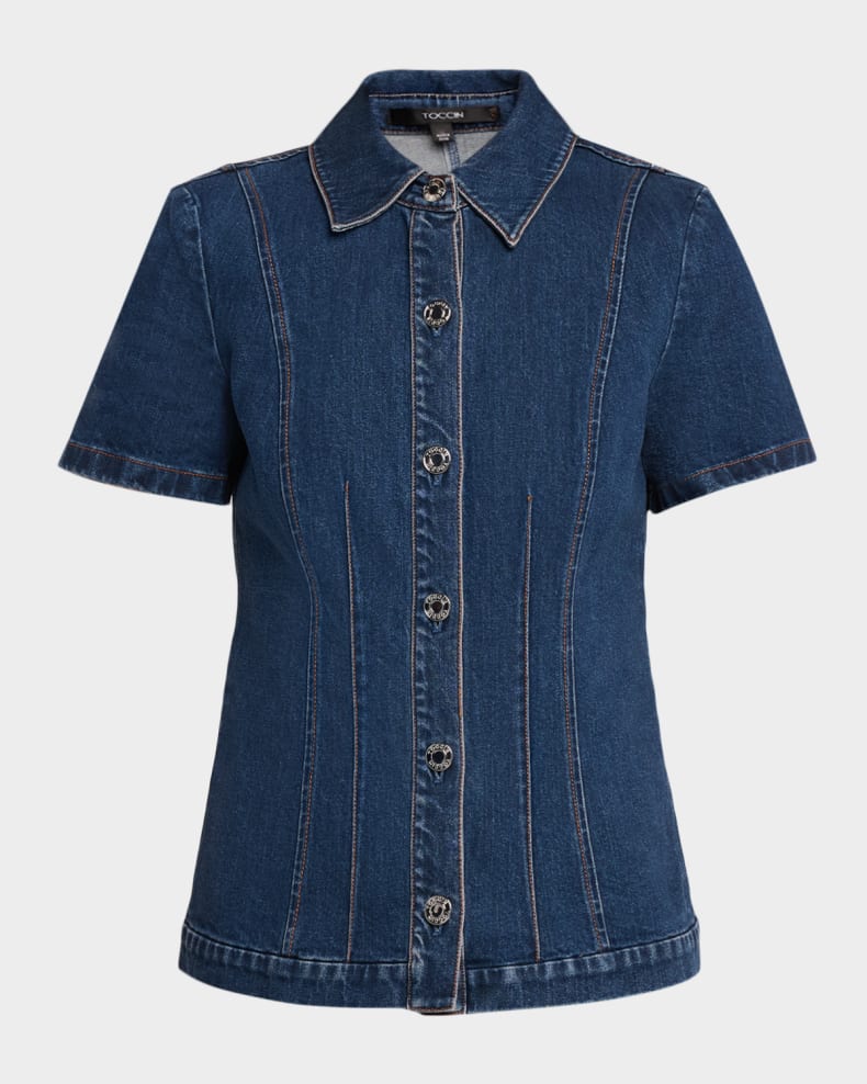 Denim Short-Sleeve Top