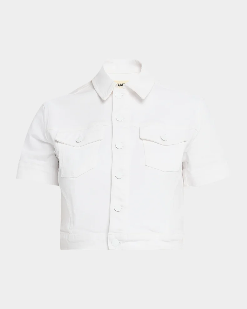 Cropped Short-Sleeve Denim