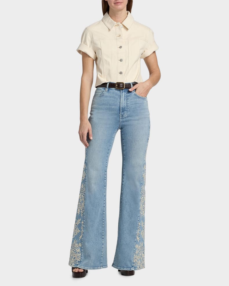 Short-Sleeve Cropped Denim