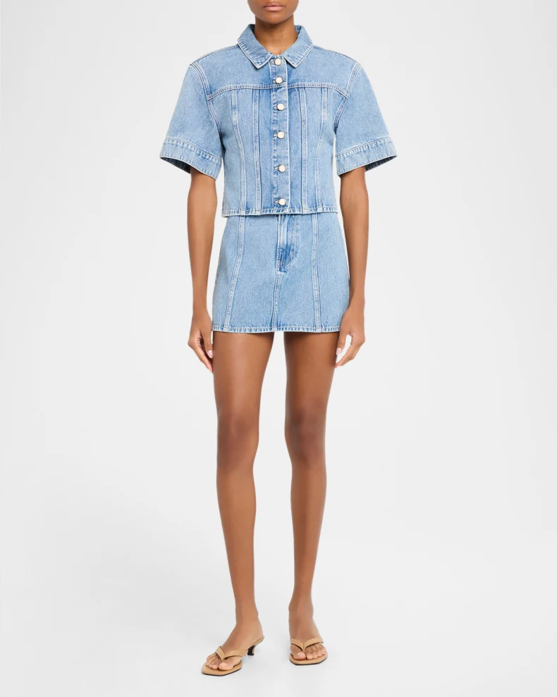 Malcom Short-Sleeve Cropped Denim