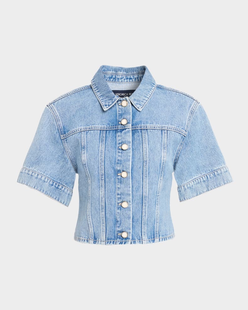 Malcom Short-Sleeve Cropped Denim