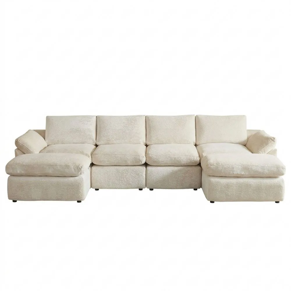 Großes Schlafsofa mit Schlaffunktion in Beige