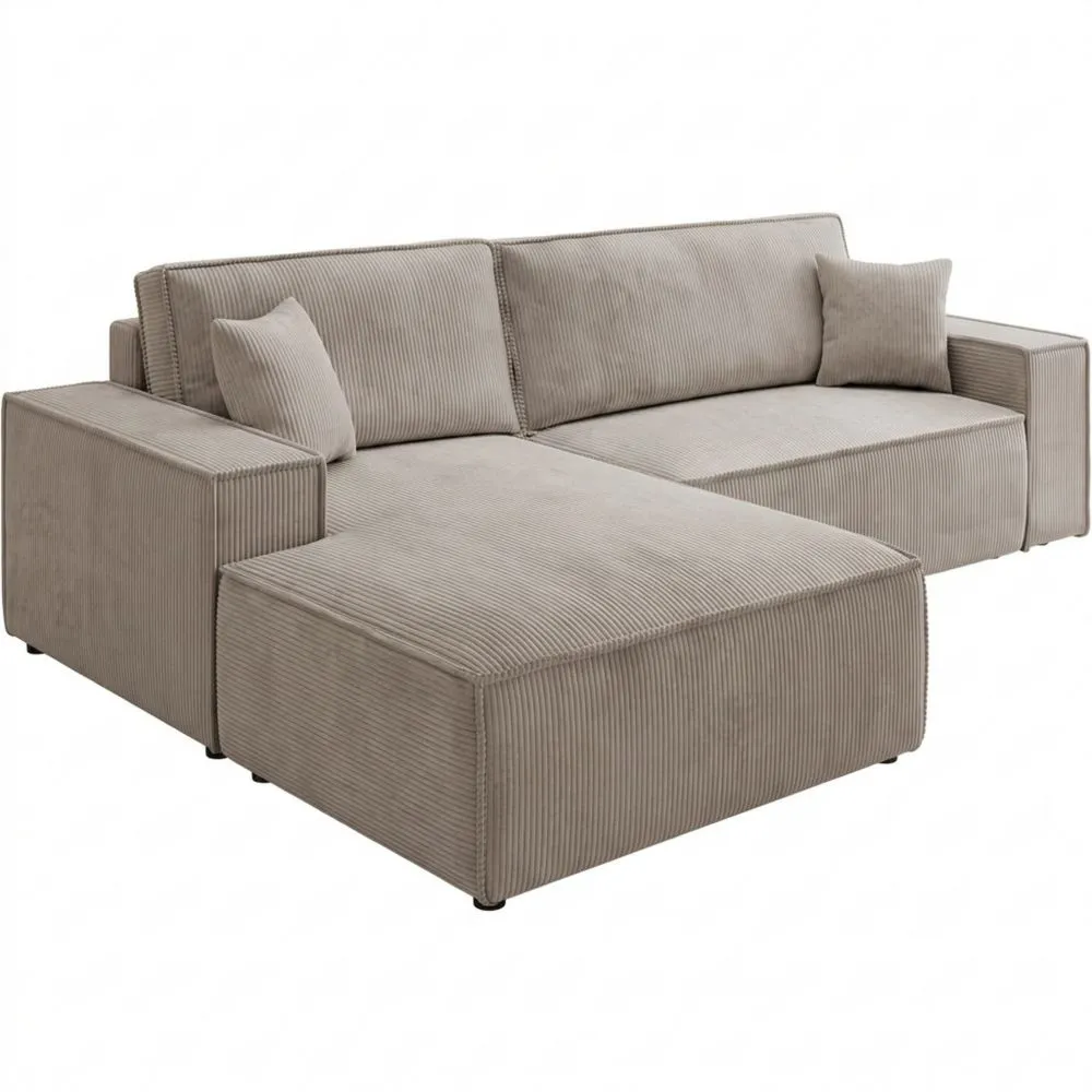 Ecksofa mit Schlaffunktion und Stauraum in Beige