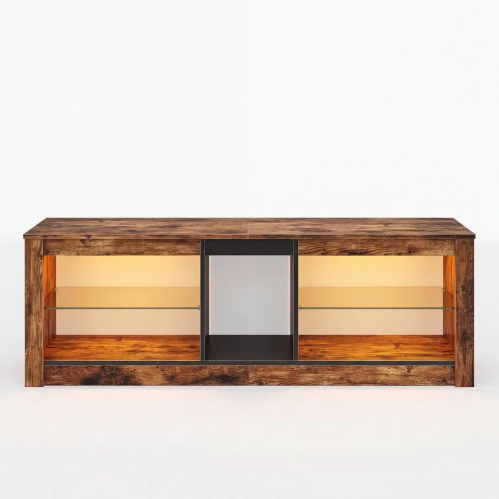 Moderner TV-Schrank mit LED-Beleuchtung und Kabelmanagement