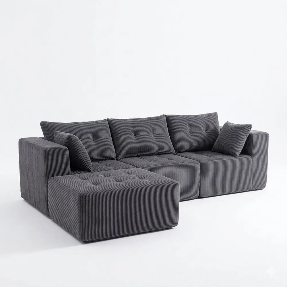 Modulares Ecksofa mit Becherhalter und Schlaffunktion