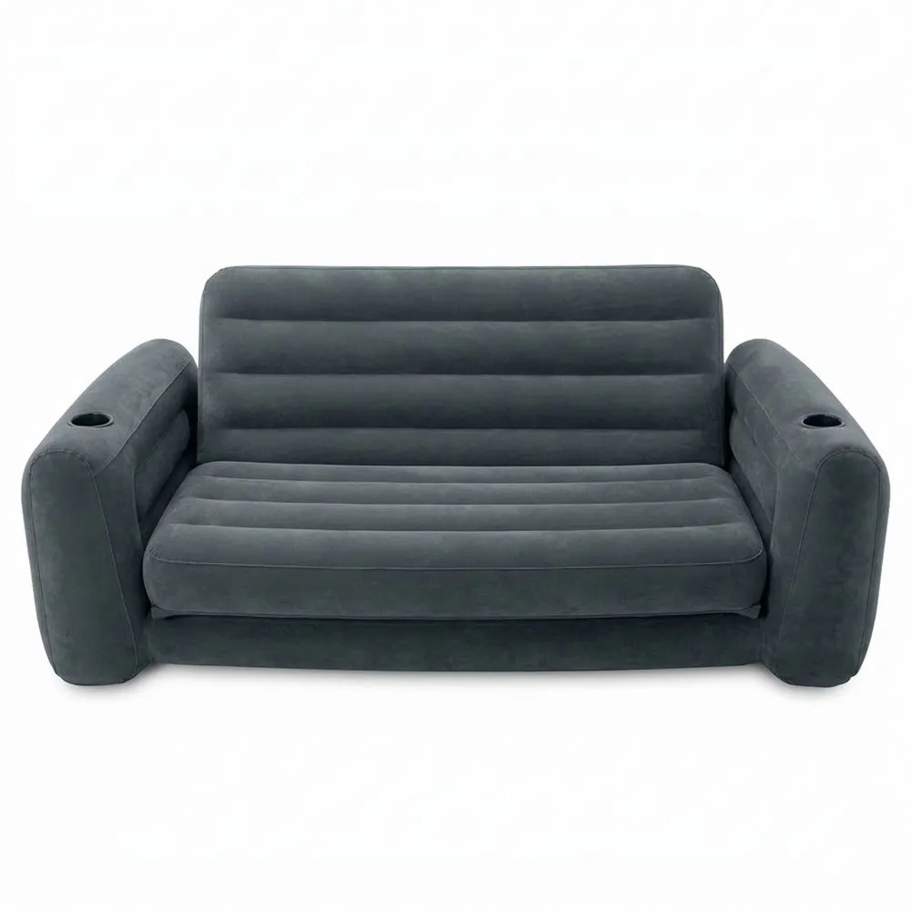 Helles Schlafsofa, Größe 203 x 231 x 66 cm mit Elektropumpe Schwarz