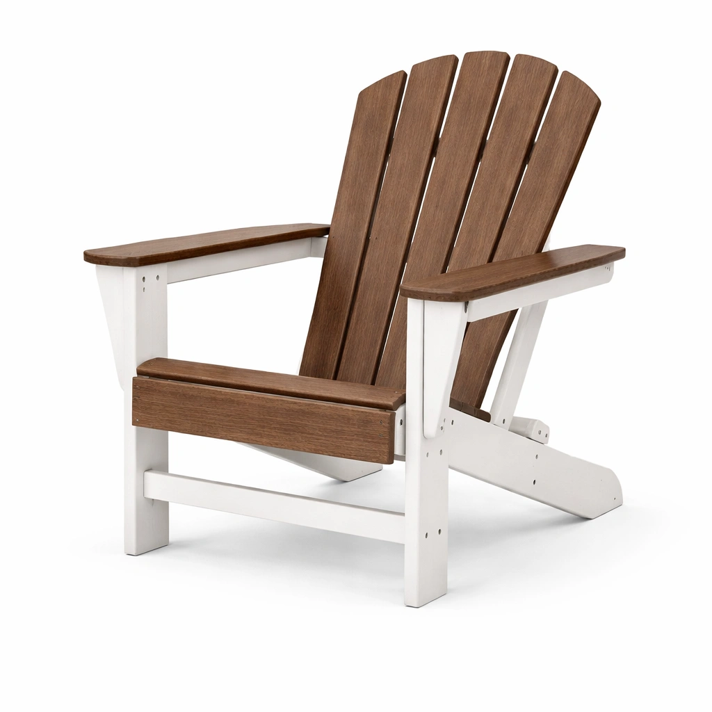 Silla Adirondack de madera compuesta marrón blanco para exterior-roompira