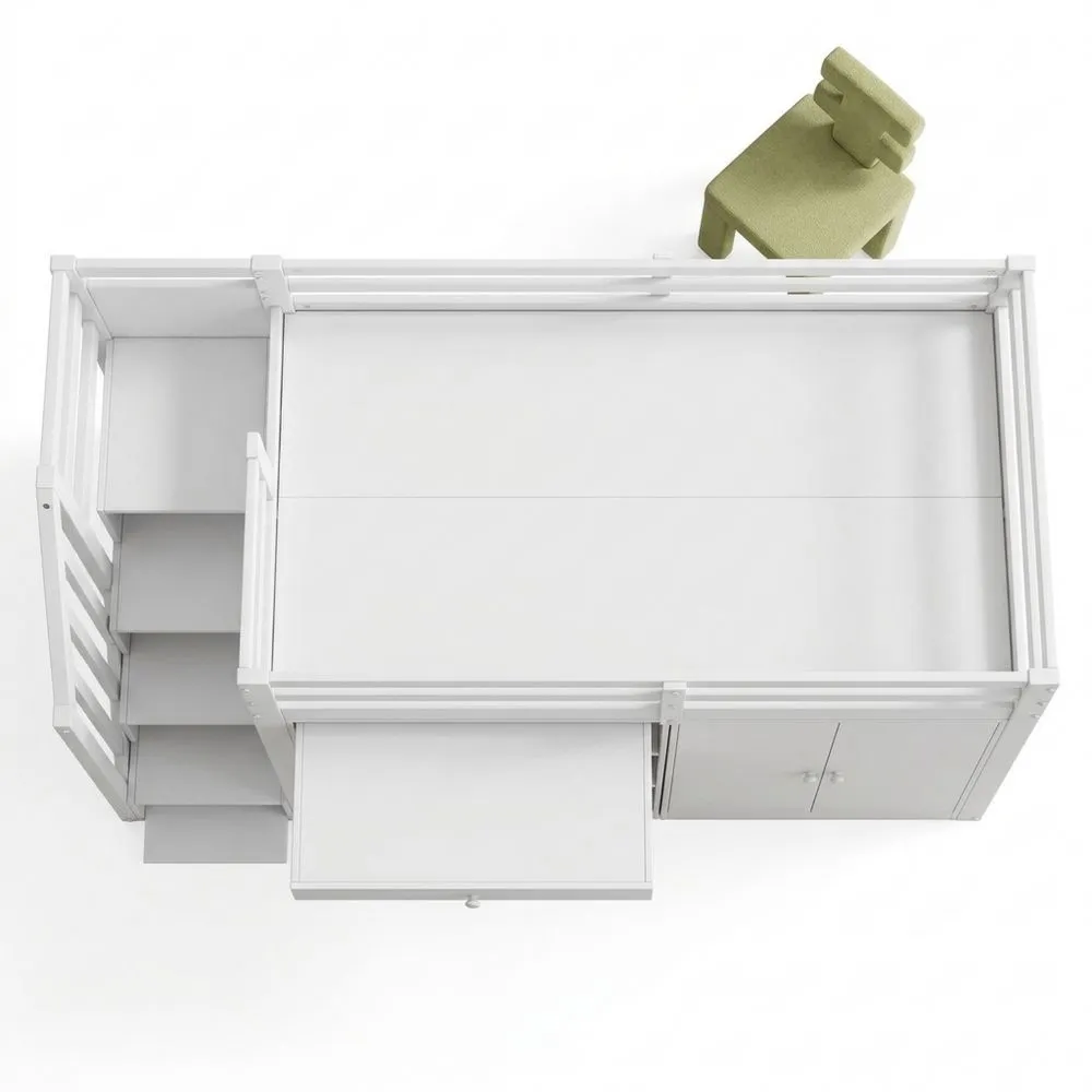 Platzsparendes Kinderhochbett mit Schreibtisch und Stauraum