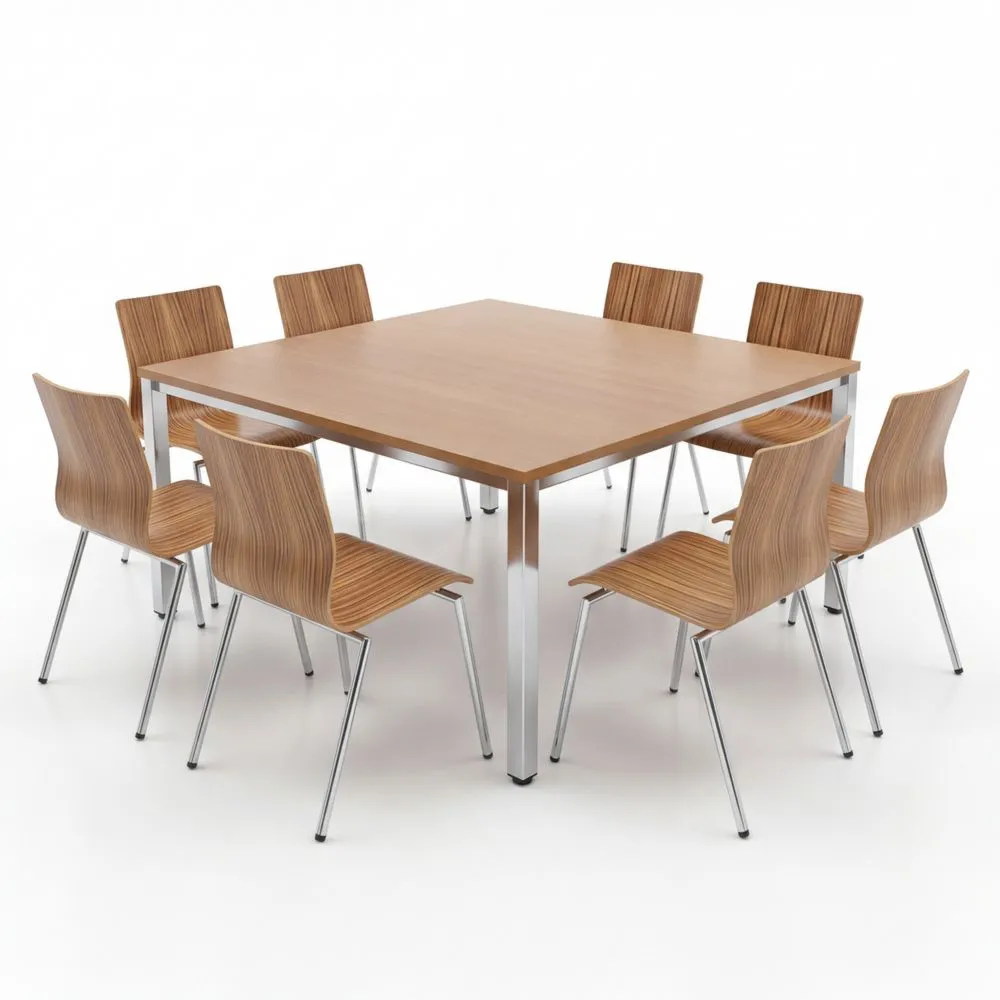 Quadratischer Konferenztisch in Buche-Dekor, 720 x 1400 x 1400 mm