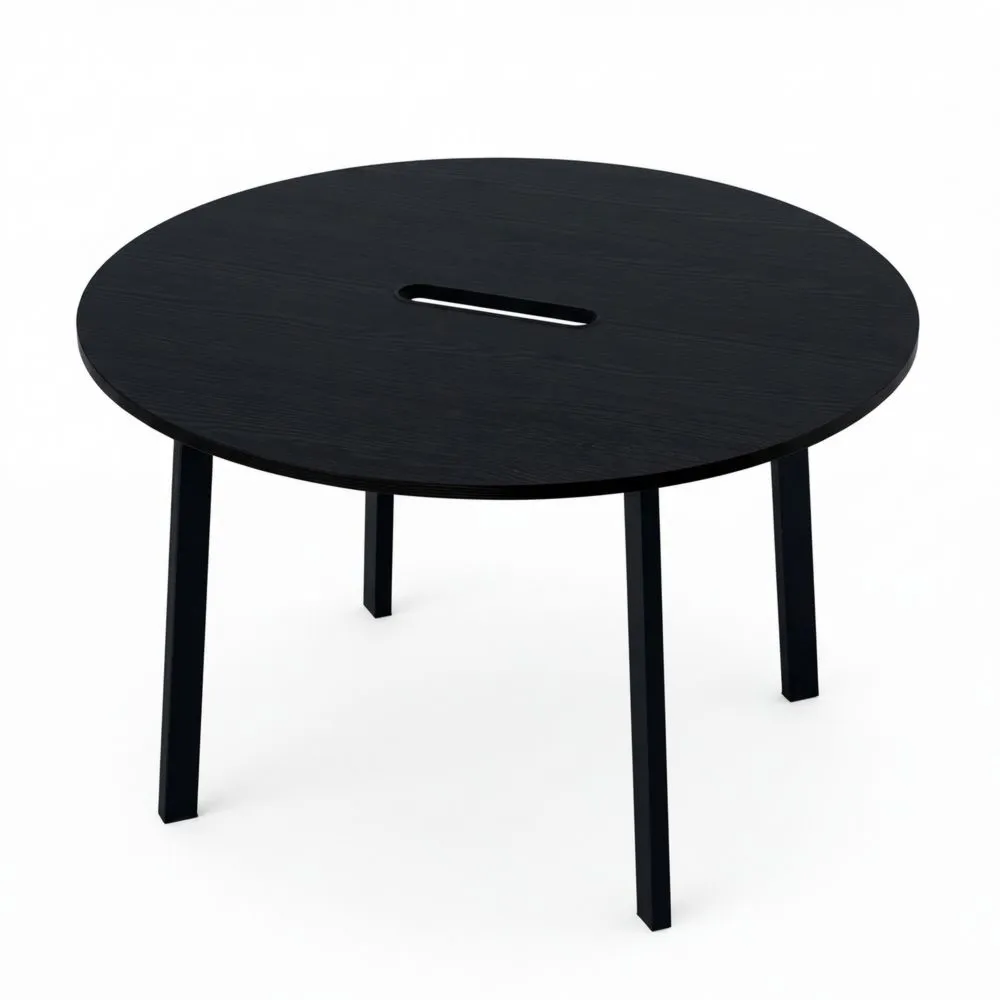 Runder Konferenztisch, schwarz gebeiztes Eschenfurnier, 120 x 75 cm