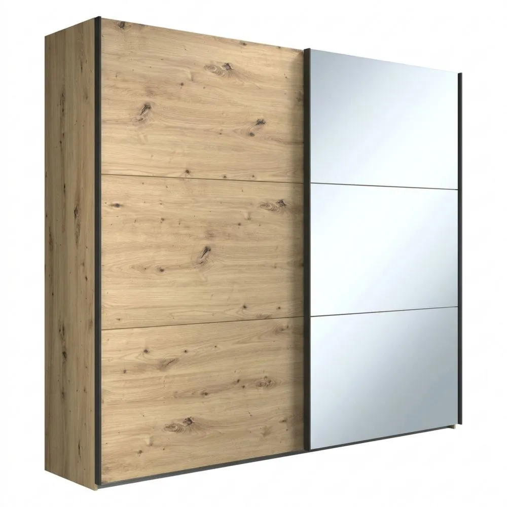 Großer Schwebetürenschrank mit Spiegel - Artisan Eiche Dekor