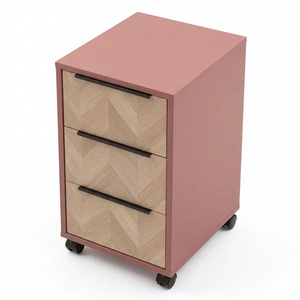 Moderner Rollcontainer mit Fischgrät-Dekor, Mauve