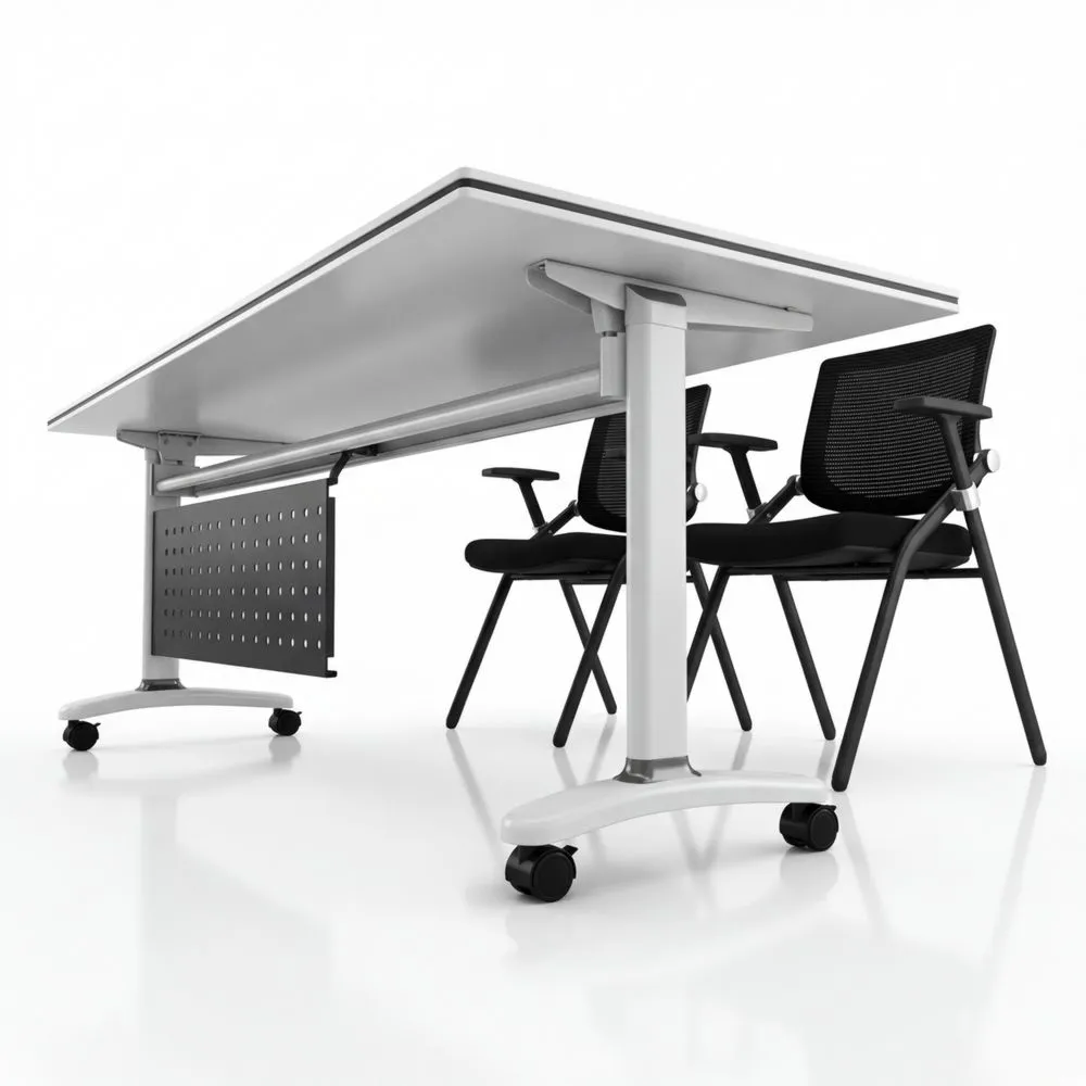 Kompakter klappbarer Konferenztisch aus Holz, ideal für Büro und Besprechungsräume