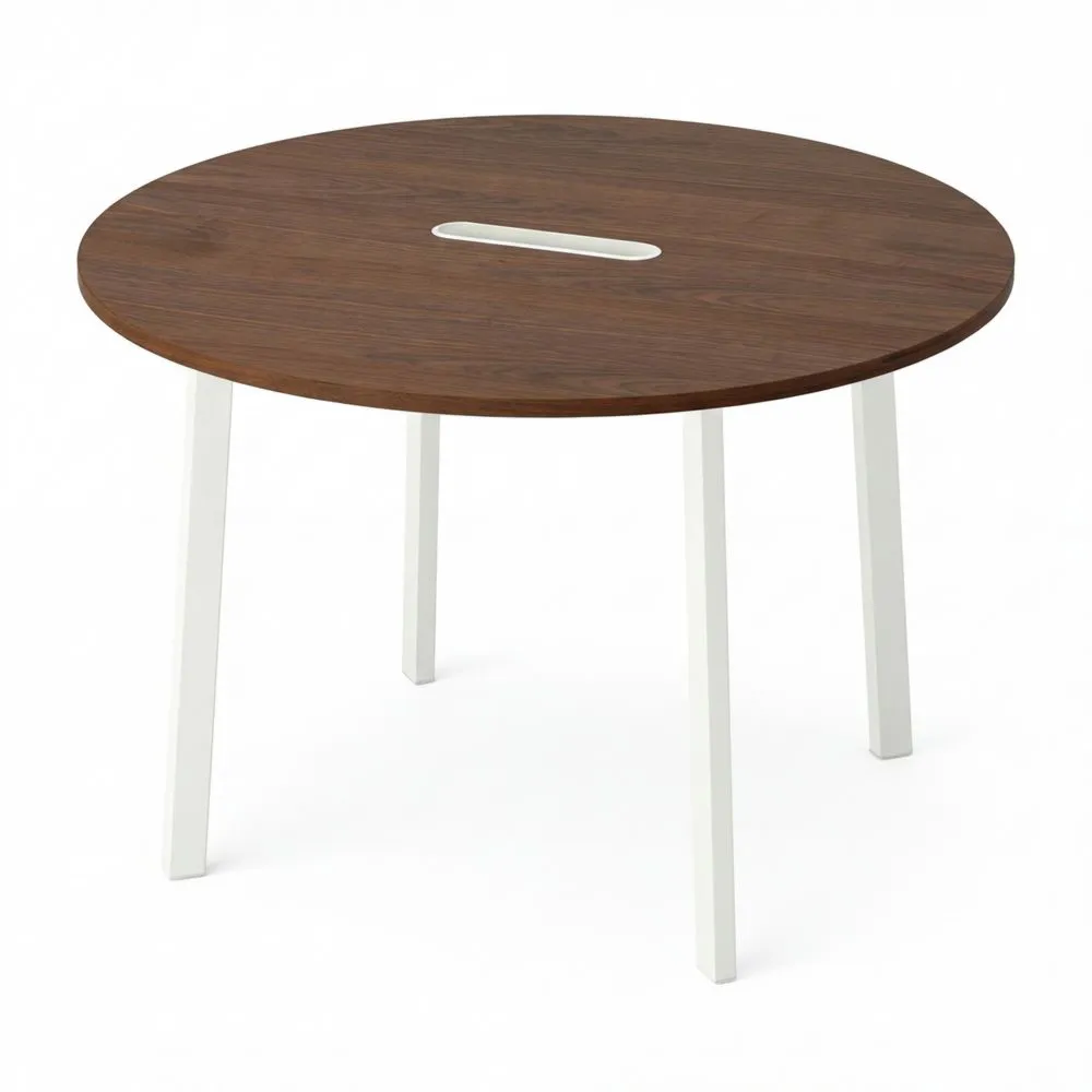 Runder Konferenztisch mit Nussbaumfurnier, 120x75 cm