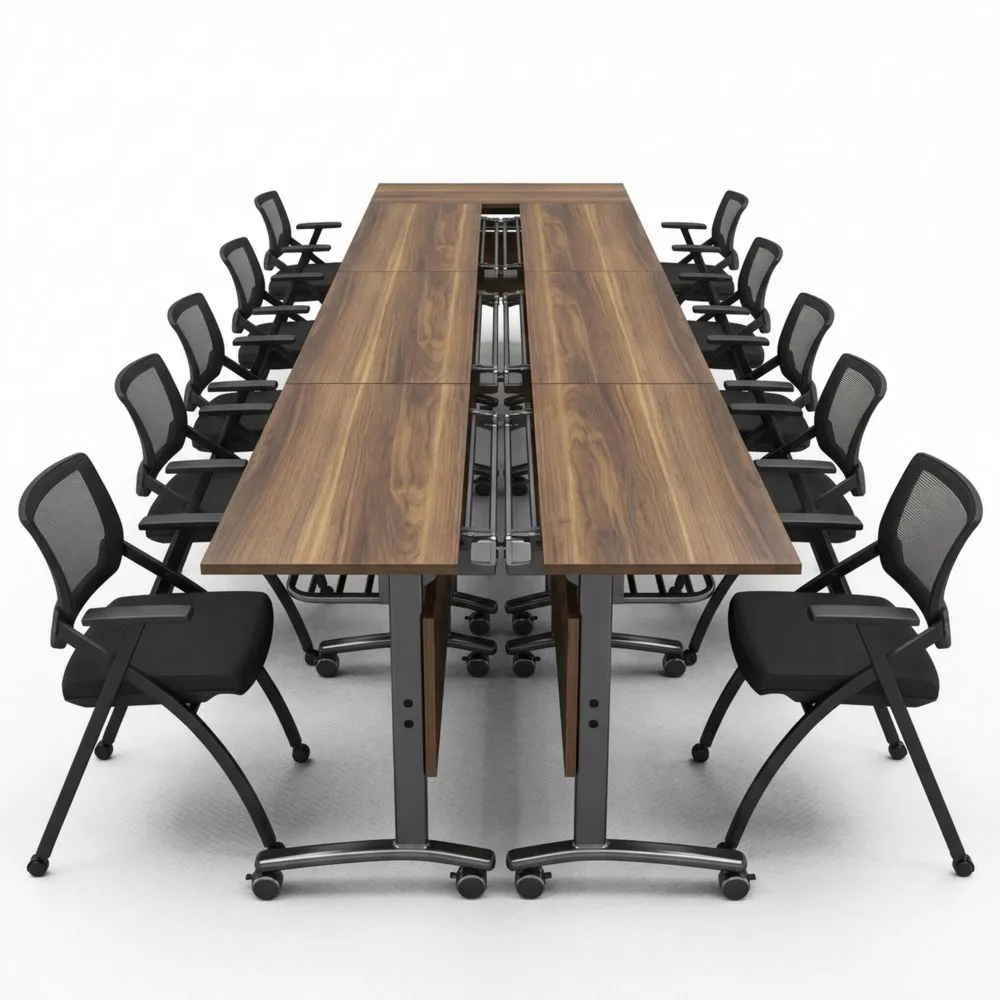 Klappbarer Konferenztisch mit Rollen für vielseitige Nutzung