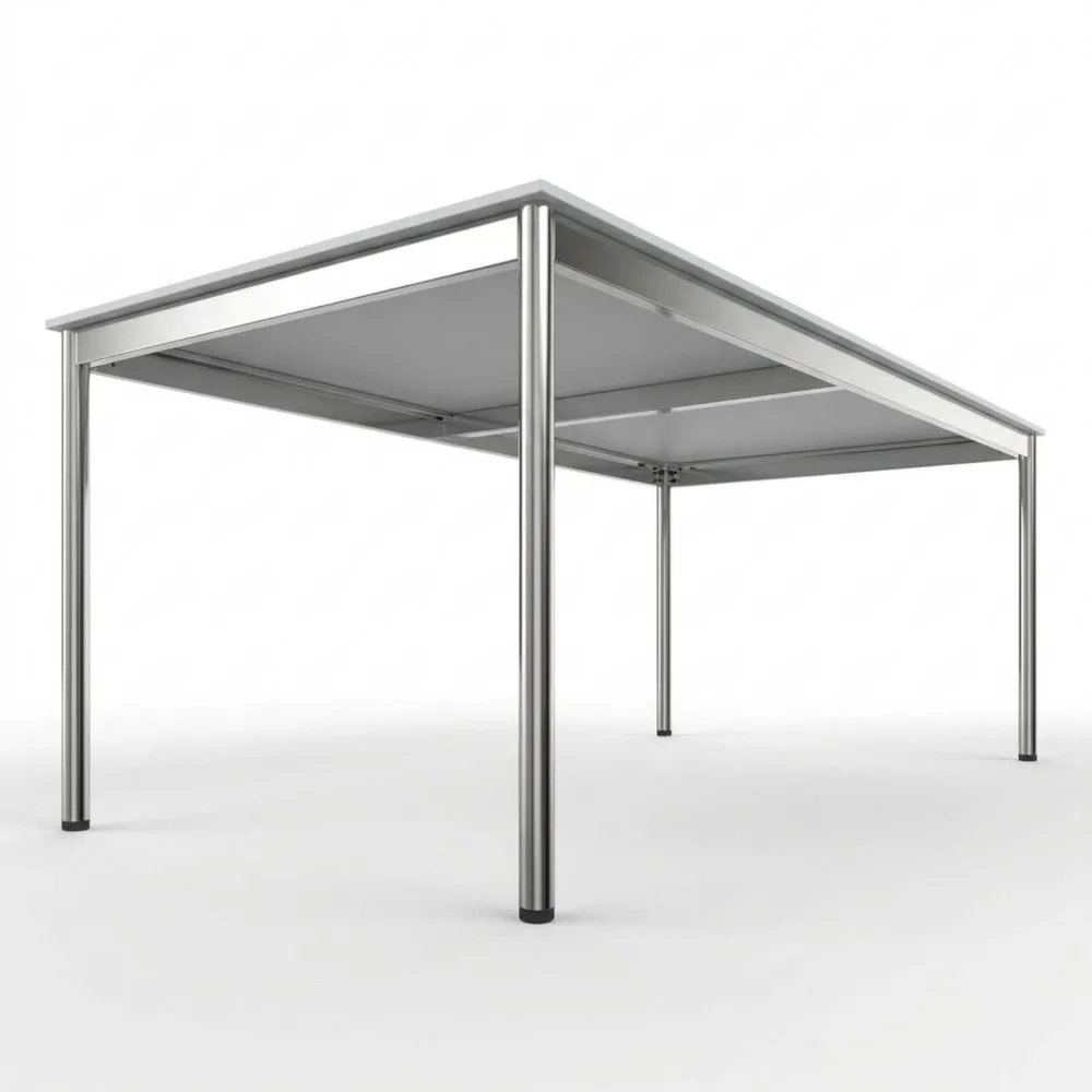 Höhenverstellbarer Schreibtisch 200 x 100 cm in Lichtgrau für Büro und Home-Office