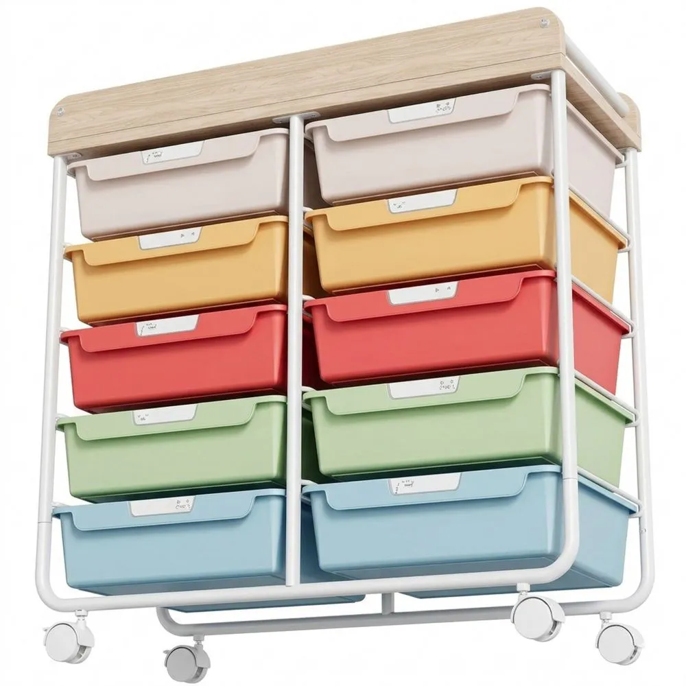 Vielseitiger Rollcontainer mit 10 Schubladen für Büro und Hobby