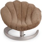 Shell-Shaped Rocking Pet Bed, Plush Elevated Cat Bed with Adjustable Metal Base